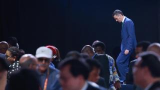 El presidente Pedro Sánchez, este jueves durante la clausura de la IV Conferencia Internacional sobre la Financiación para el Desarrollo de la ONU, celebrada en Sevilla.