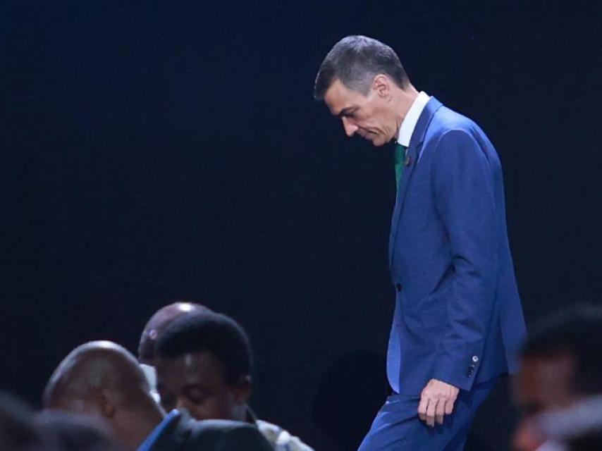 El presidente Pedro Sánchez, este jueves durante la clausura de la IV Conferencia Internacional sobre la Financiación para el Desarrollo de la ONU, celebrada en Sevilla.