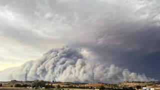 Imagen del pirocúmulo que se ha formado en el incendio de Lleida.