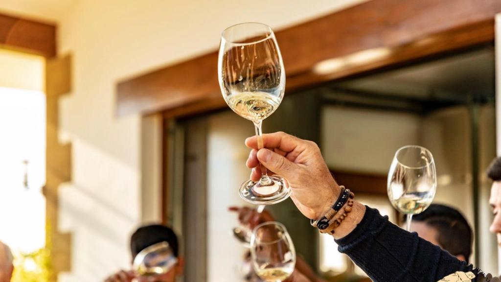 Un brindis con txakoli.
