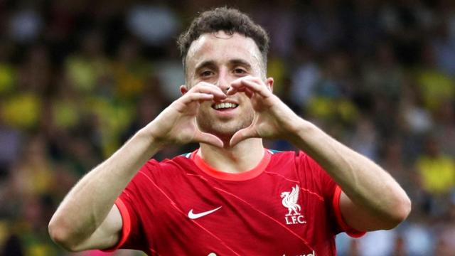 Diogo Jota, celebra un gol ante el Norwich City