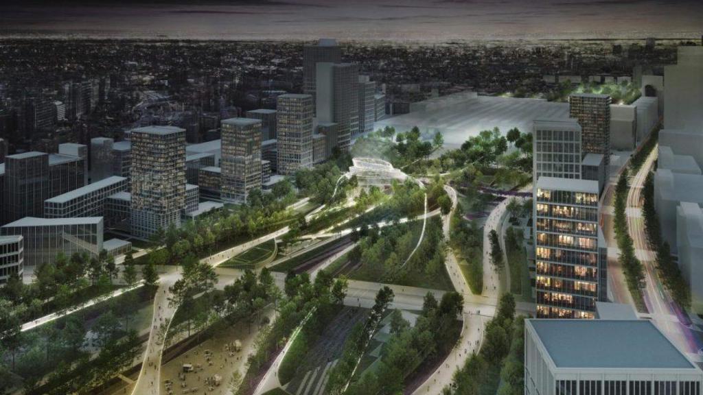 Render del Parque Central del futuro Madrid Nuevo Norte.