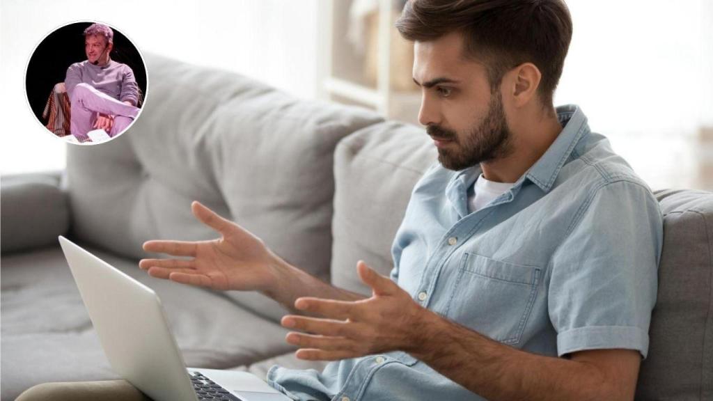 Montaje de Martín-Loeches en una imagen de una persona confusa en frente de su portátil.