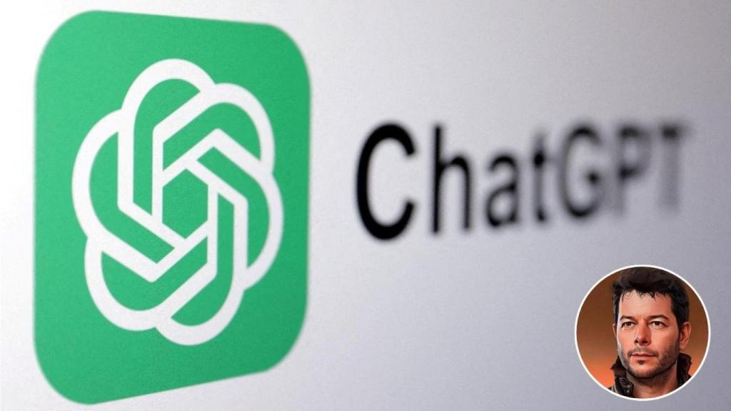 Montaje del experto en IA, Javi López, en una imagen del logo de ChatGPT