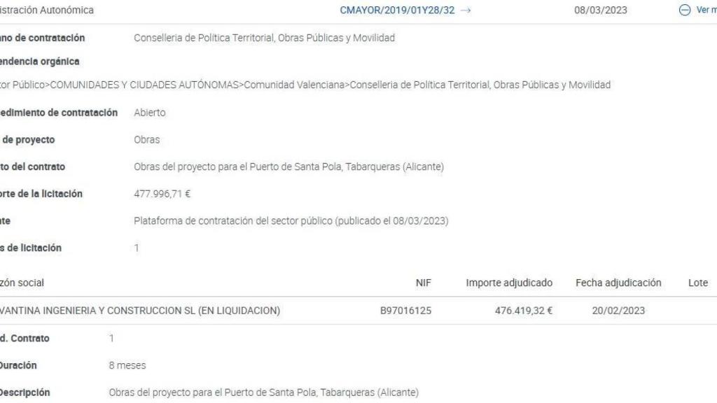 Contrato el Puerto de Santa Pola. EE