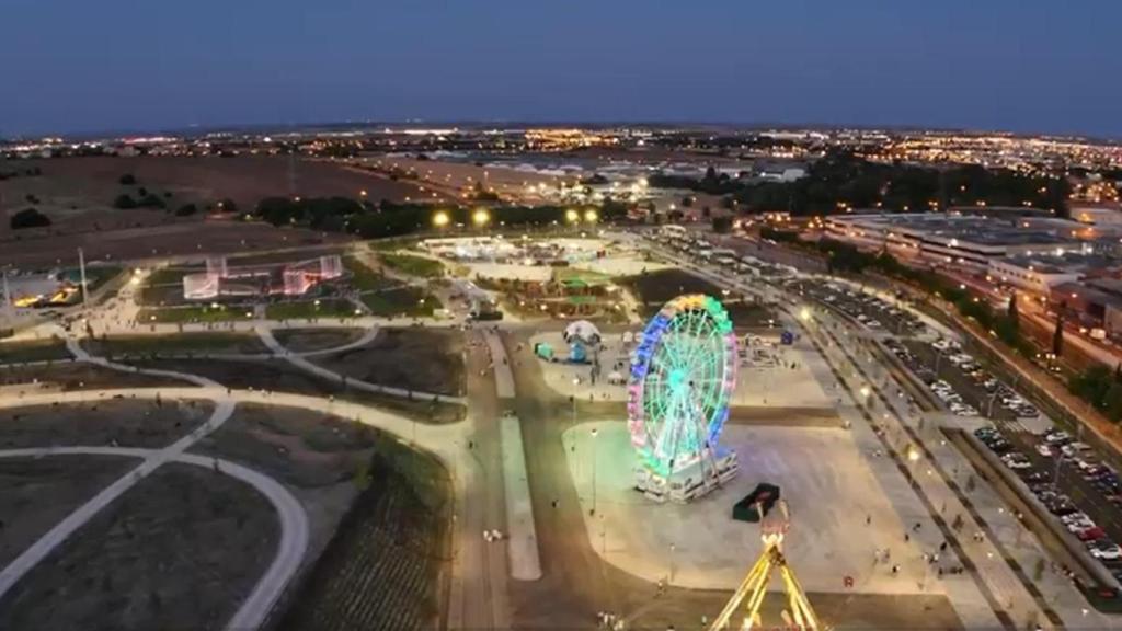 Vista de dron del nuevo parque ferial de Fuenlabrada en su inauguración.