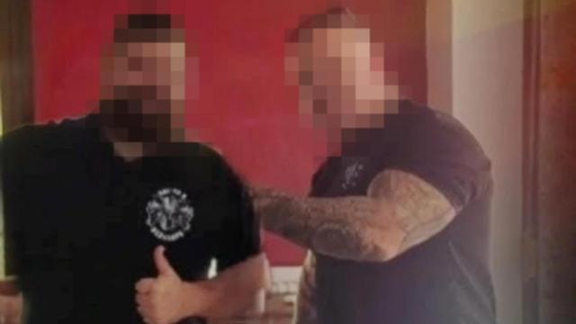 Montaje de miembros de Nación 8 Desokupa a partir de una publicación en redes sociales.