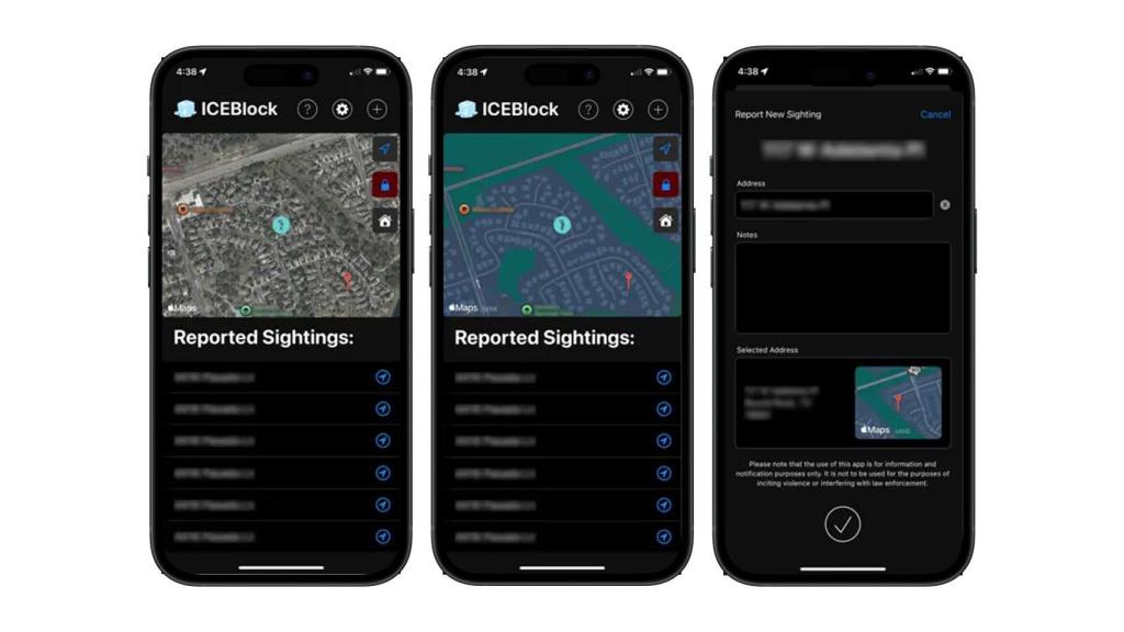 Capturas de pantalla del ICEBlock.
