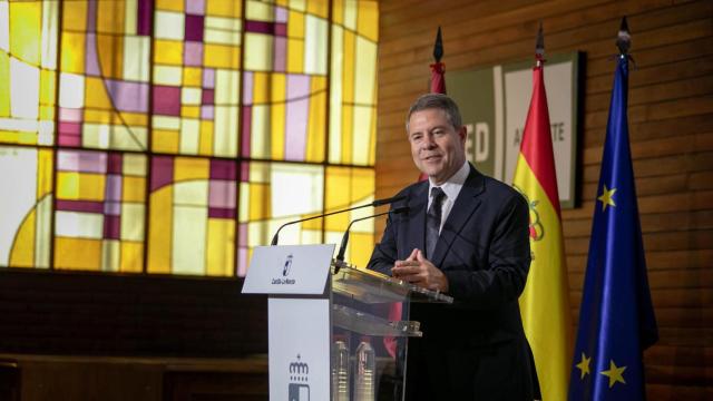 Emiliano García-Page, presidente de Castilla-La Mancha, durante un acto en Albacete esta mañana.