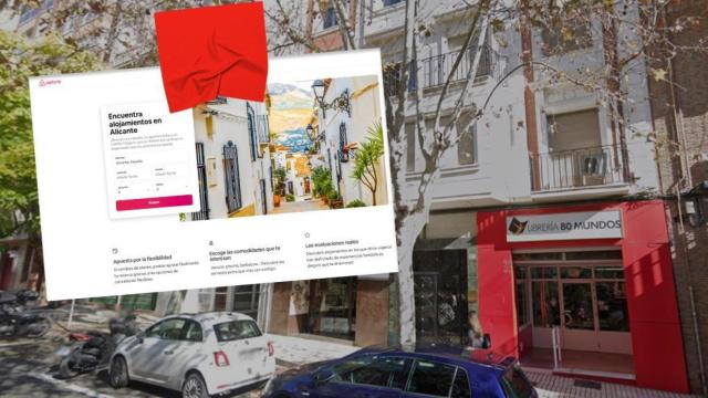 Una búsqueda de apartamentos turísticos sobre la fachada de 80 Mundos.