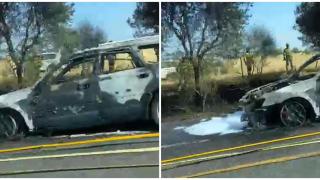 Así ha quedado el vehículo calcinado en Huesca