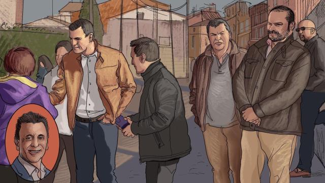 La banda del Peugeot y Ángel Fernández, en Aldeanueva de Ebro.