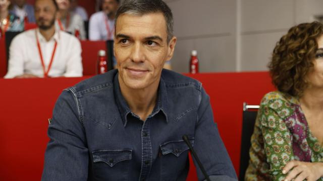 El presidente del Gobierno y secretario general del PSOE, Pedro Sánchez, durante el Comité Federal del partido este sábado, en la sede del PSOE en la madrileña calle de Ferraz.