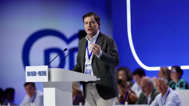 El presidente de la Junta de Castilla y León, Alfonso Fernández Mañueco, en la segunda jornada del 21 Congreso Nacional del PP