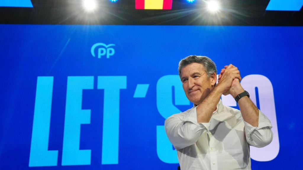 Alberto Núñez Feijóo, este sábado en el Congreso Nacional del PP.