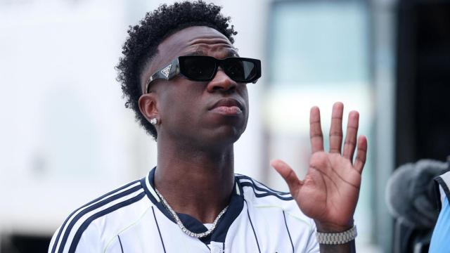 Vinicius, en su llegada al estadio.