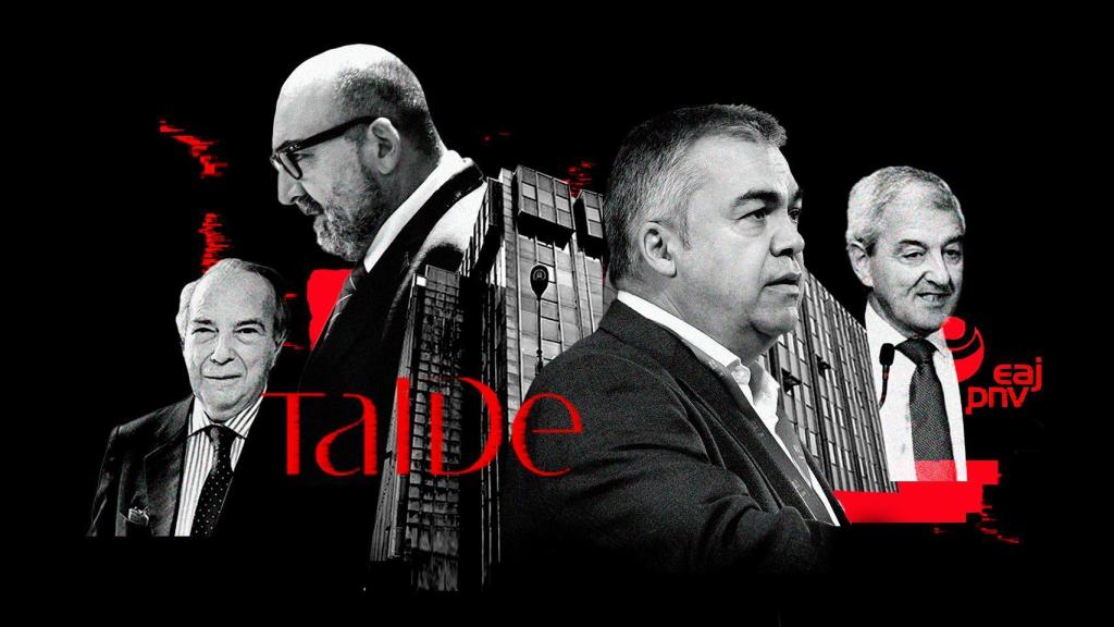 José María Zalbidegoitia, Koldo García, Santos Cerdán e Iñaki Alzaga en una ilustración.