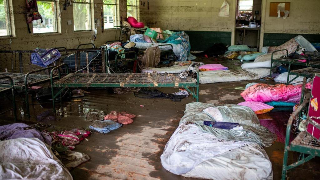 Una cabaña en Camp Mystic después de una inundación mortal en el condado de Kerr, Texas.
