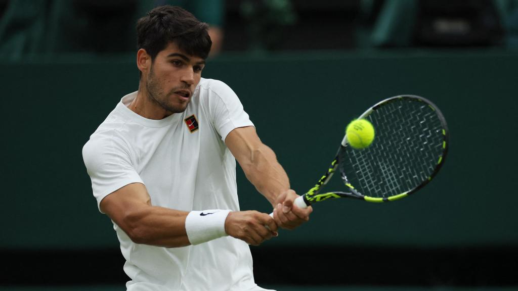 Alcaraz, en el partido ante Rublev.