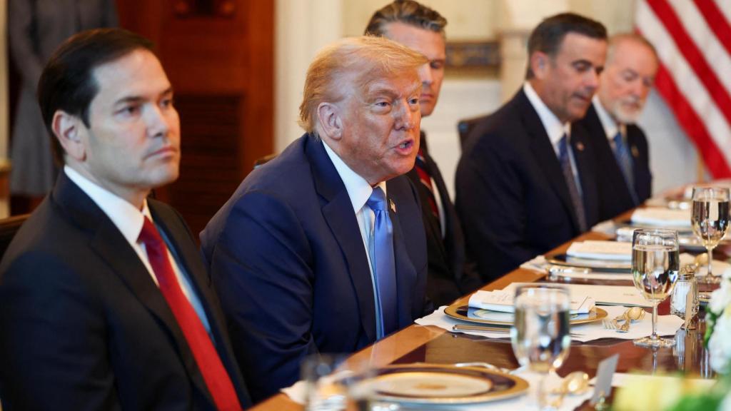 Donald Trump este lunes en su cena con Benjamín Netanyahu en la Casa Blanca.
