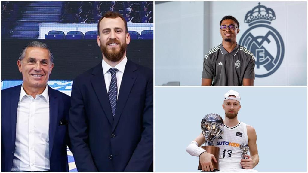 Scariolo y Sergio Rodríguez, en un collage con Maledon y Musa