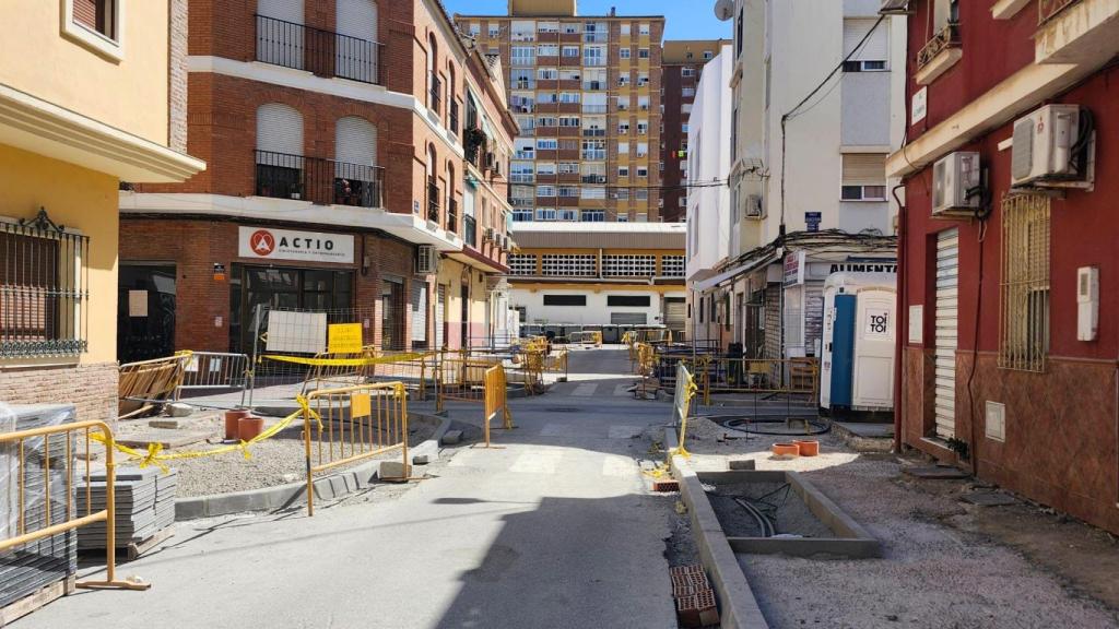 Imagen de los trabajos en la creación de supermanzanas en la zona de Huelin.
