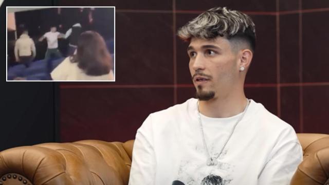 Antonio Barrul en una entrevista con The Grefg junto a una imagen de su altercado en un cine de León
