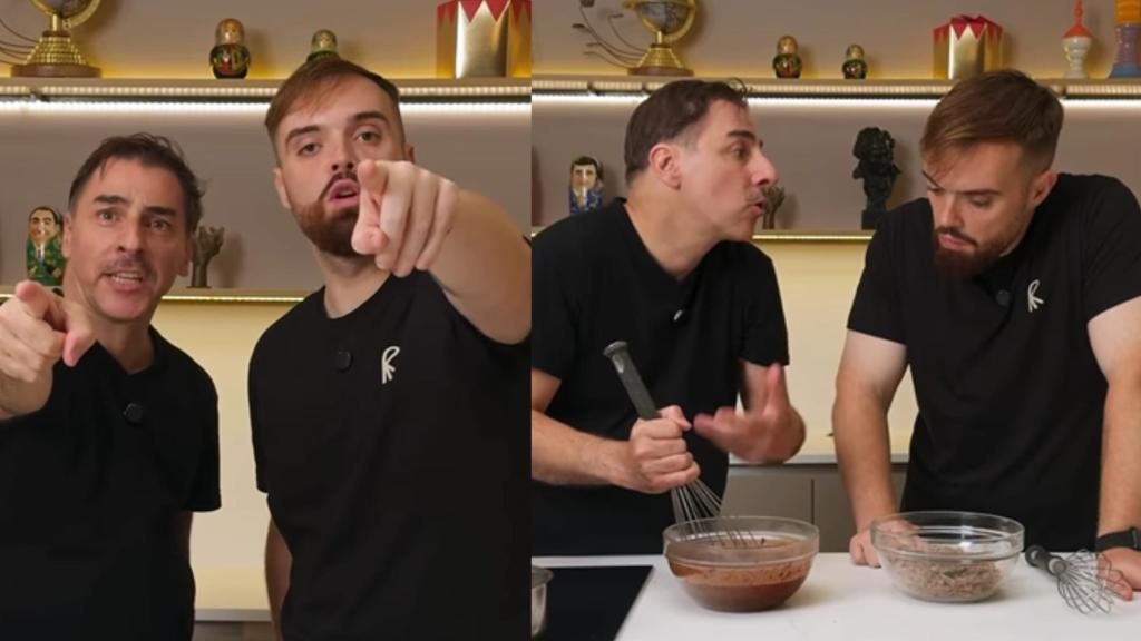 Jordi Roca e Ibai preparando un postre.