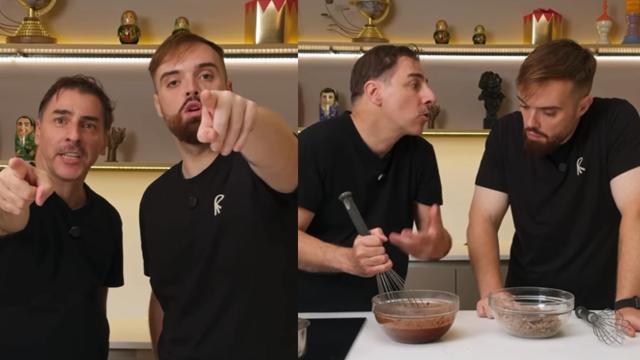 Jordi Roca e Ibai preparando un postre.