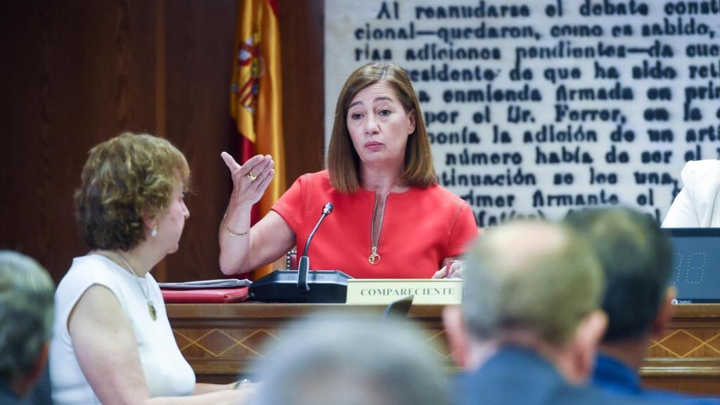 La presidenta del Congreso, Francina Armengol, este martes en el Senado en la Comisión de Investigación por el caso Koldo.