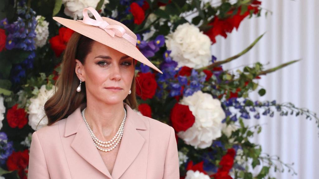 La princesa de Gales en la recepción al presidente francés Emmanuel Macron y su esposa Brigitte Macron, en Windsor (Inglaterra).