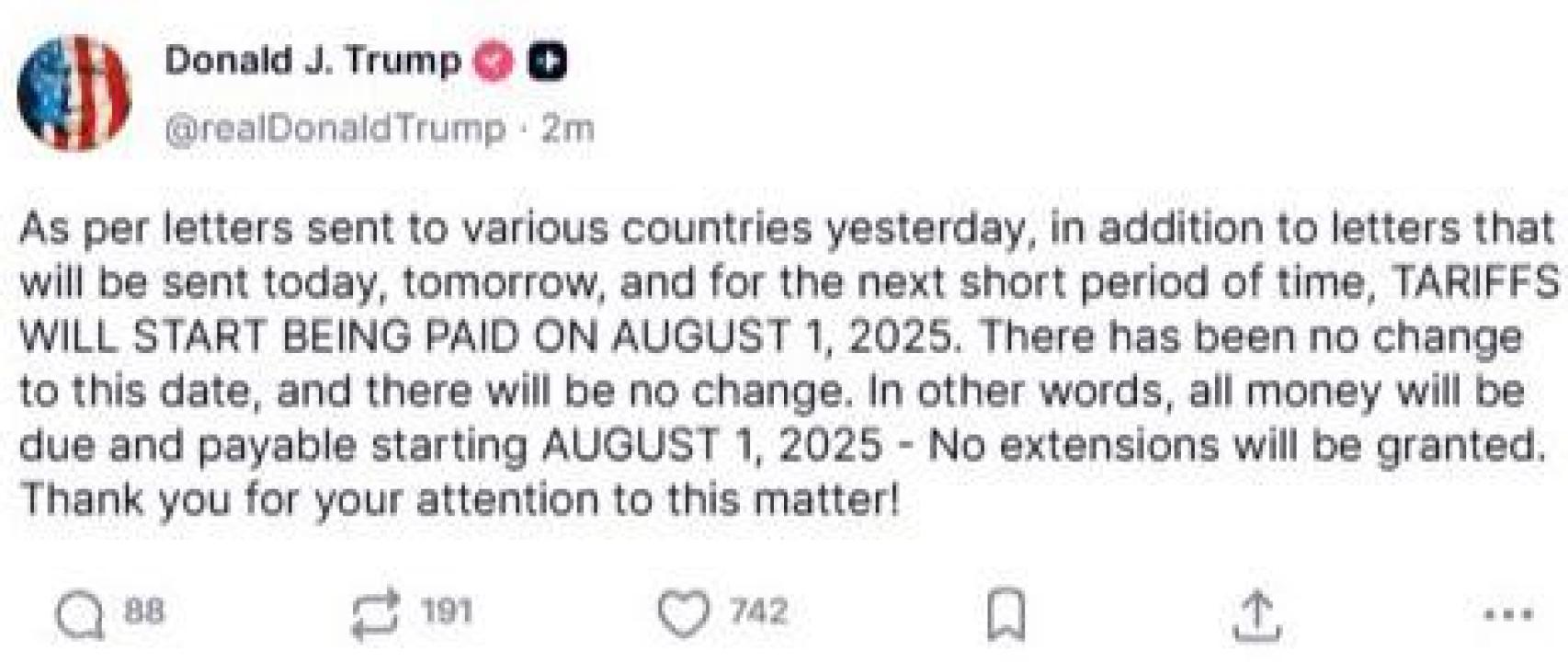 Tuit de Donald Trump