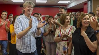 El secretario general del PSOE de Castilla y León, Carlos Martínez, durante su encuentro con alcaldes y concejales de la provincia de Salamanca, este martes