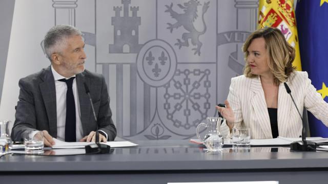 Fernando Grande-Marlaska y Pilar Alegría este martes en la rueda de prensa posterior al Consejo de Ministros.