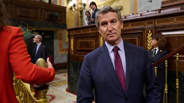 Alberto Núñez Feijóo, presidente del PP, este martes en el pleno del Congreso de los Diputados.