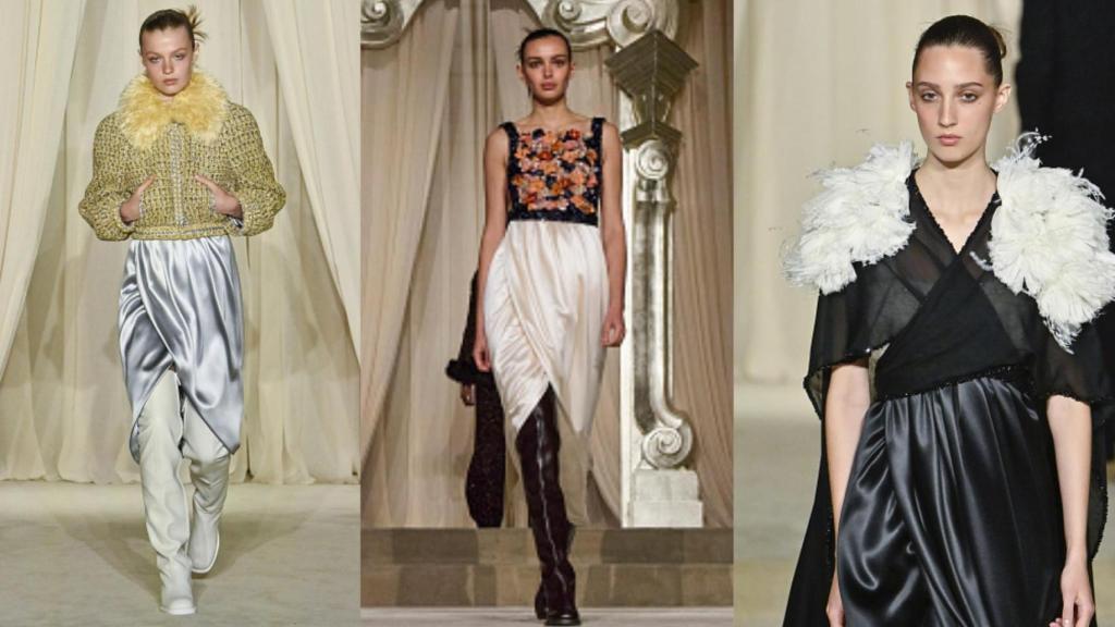 Chanel apuesta por las faldas satinadas.