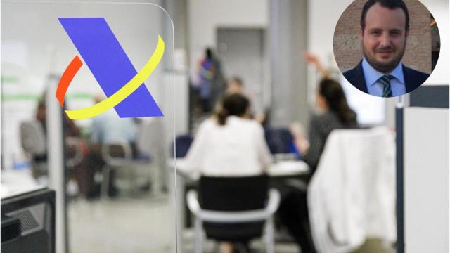 Montaje de Carlos García con una delegación de la Agencia Tributaria.