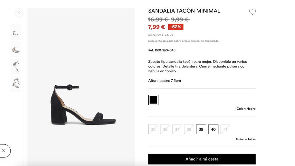 Sandalia tacón. Ref: 1601/190/040