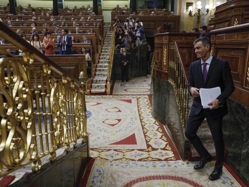 Pedro Sánchez en el pleno del Congreso de los Diputados este miércoles.