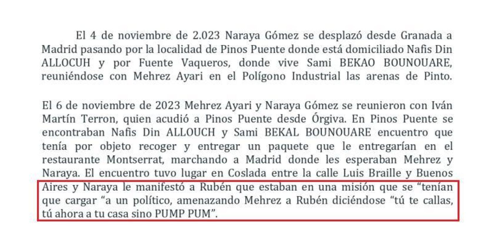 Fragmento del auto del juez.