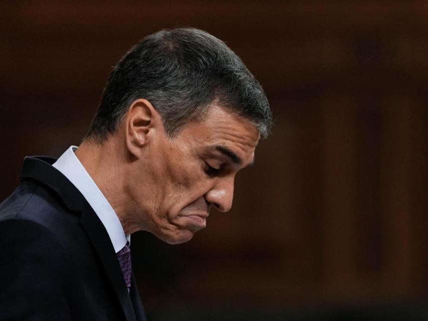 Sánchez, este miércoles en la tribuna del Congreso, durante el pleno sobre la corrupción en el PSOE.