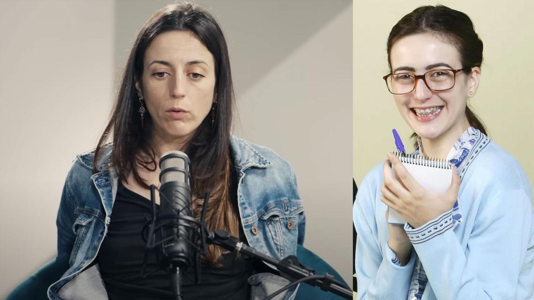 Ruth Núñez en su entrevista en el pódcast 'Con los pies en el cielo' y en su etapa de ‘Yo soy Bea’.