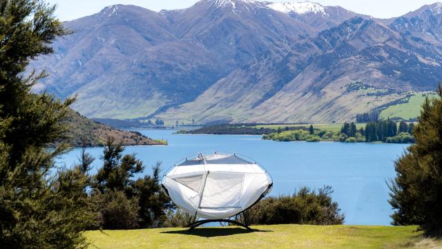Tienda de campaña con forma de hamaca