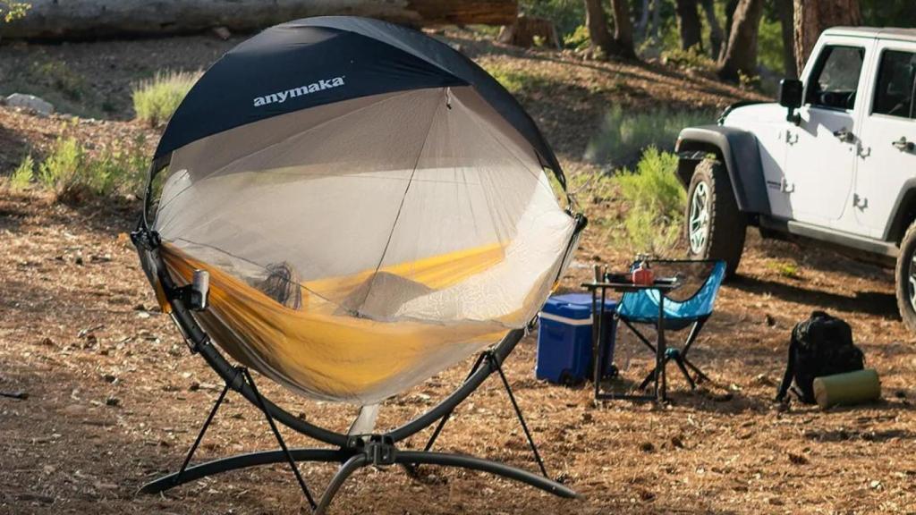 Tienda de camping con forma de hamaca