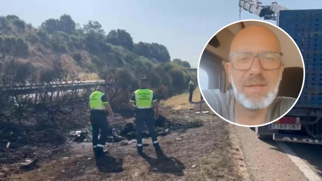 Una imagen del siniestro cedida por Subdelegación del Gobierno, a la derecha José Aleixo Duarte