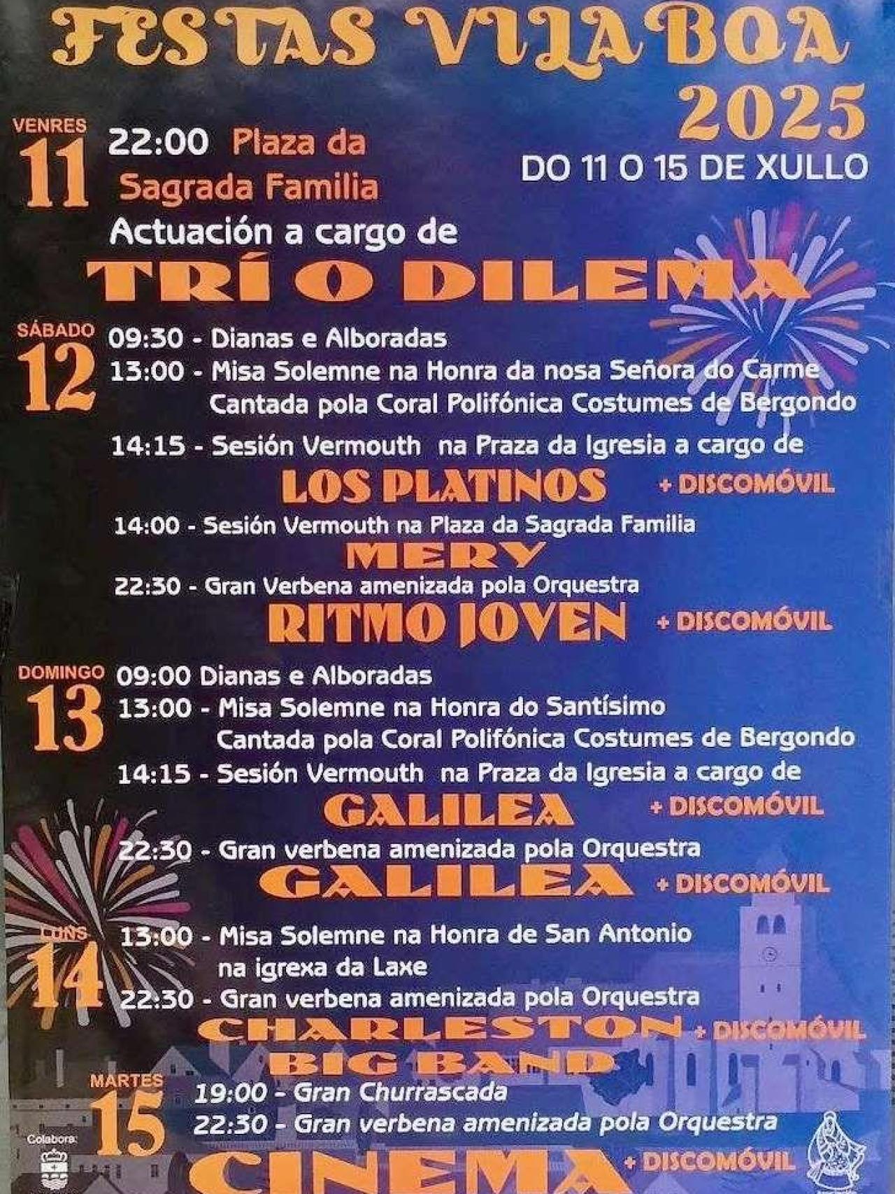 Cartel de las fiestas de Vilaboa, en Culleredo.