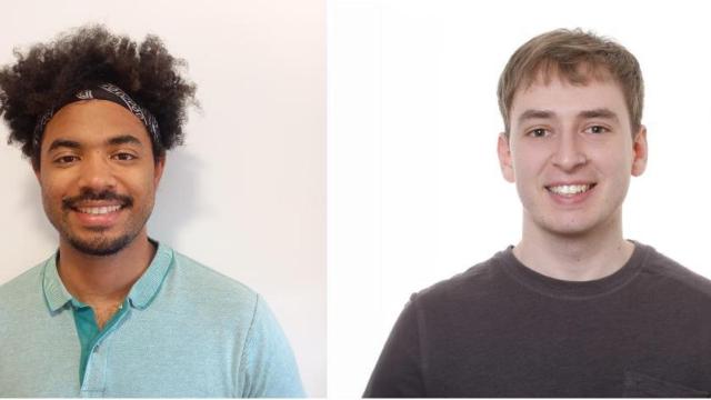 A la izquierda, Gael Alberto Quintela, y a la derecha, Álvaro Martos Suero, alumnos del máster en Diseño, Desarrollo y Comercialización de Videojuegos de la UDC