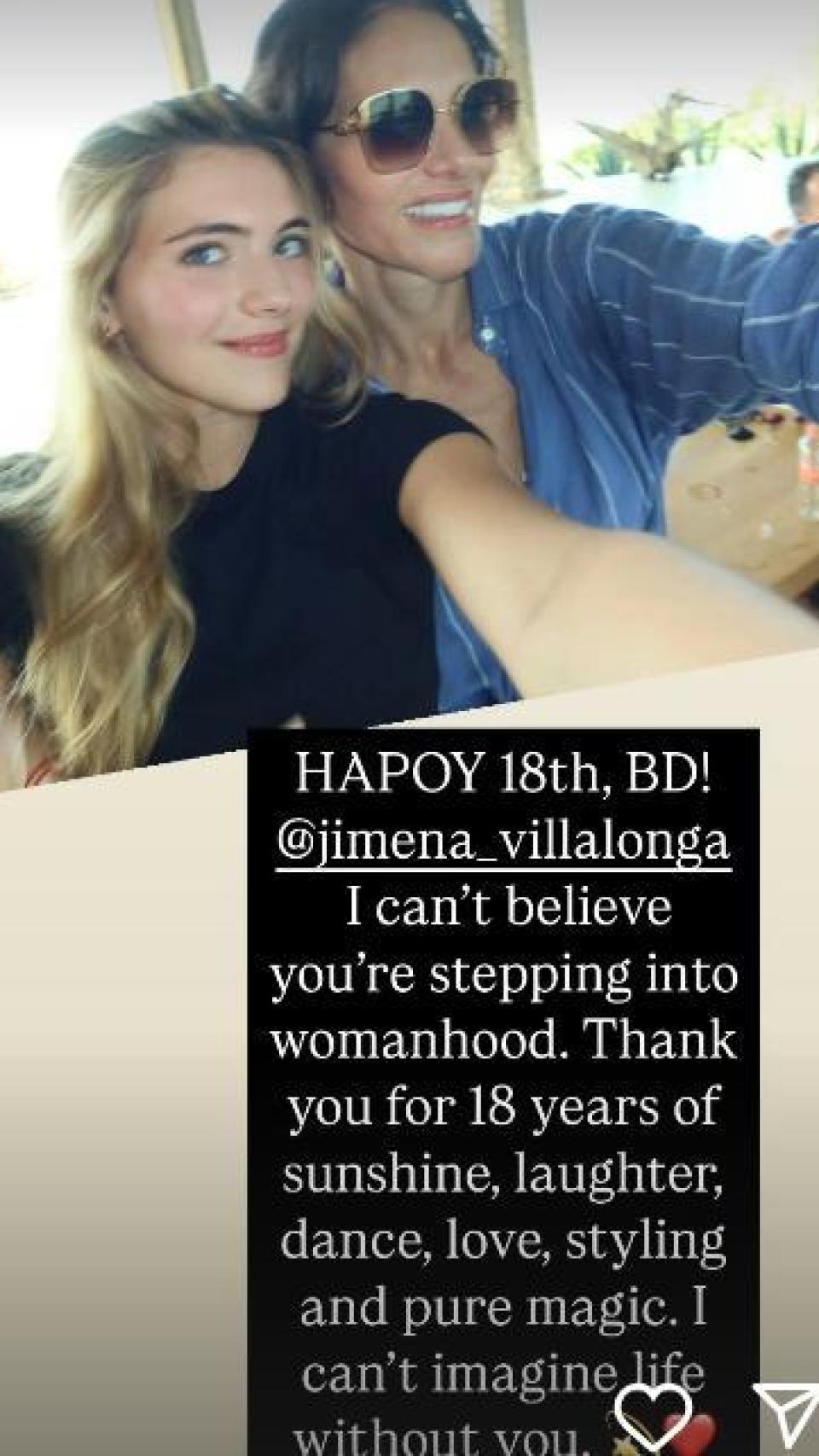 Adriana Abascal junto a su hija Jimena en un 'story' de Instagram.