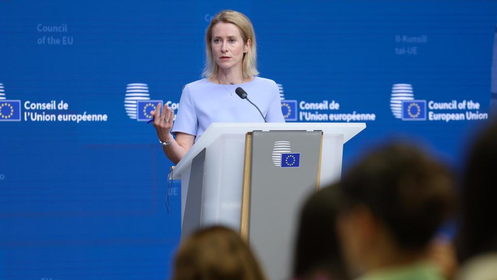 La jefa de la diplomacia europea, Kaja Kallas, durante una rueda de prensa