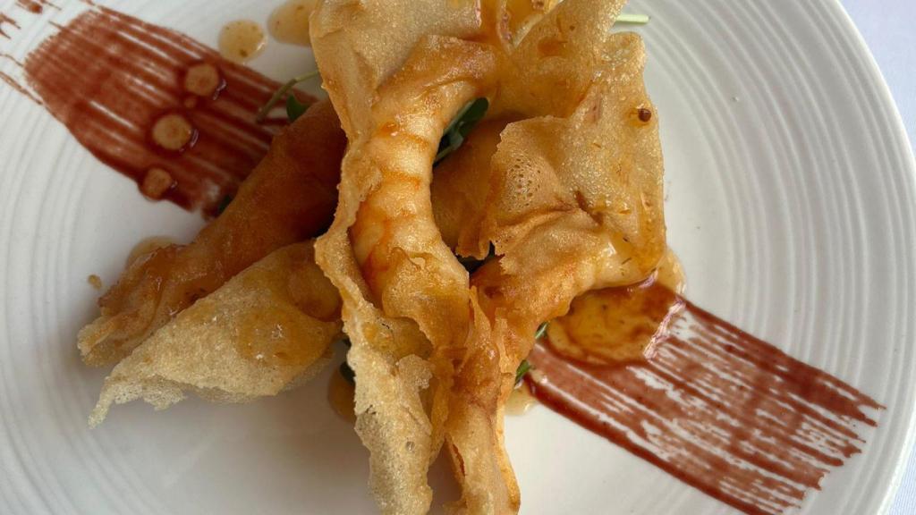 Langostinos en gabardina pastabri.